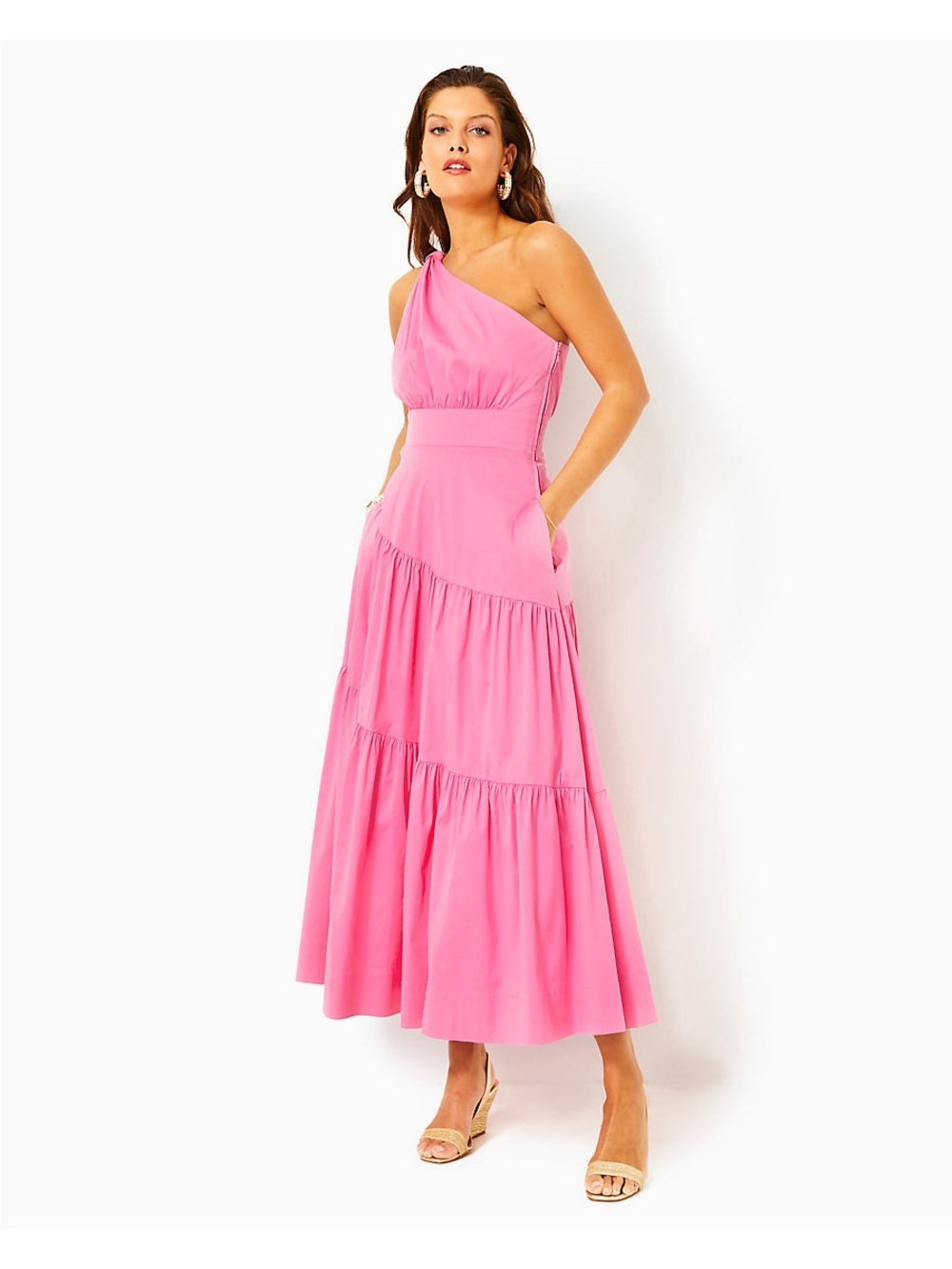 Lilly Pulitzer Lucilyn One Shoulder Cotton Dress- Confetti Pink